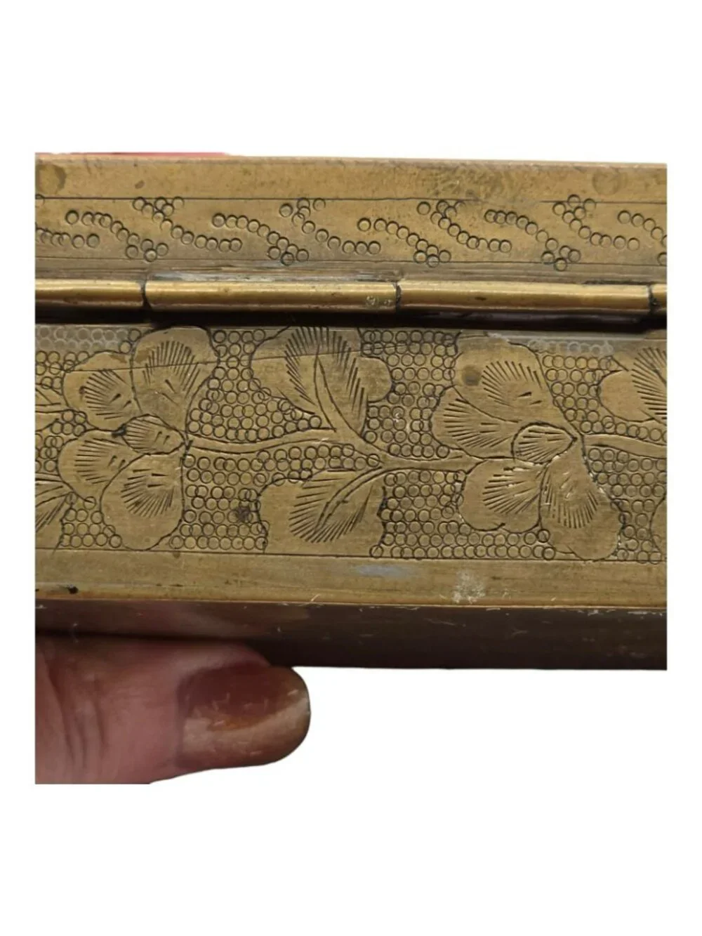 Antique Brass Jewelry Box Cloisonné Floral Bird Design Vintage Trinket Storage